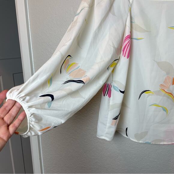A NEW DAY Floral Squareneck Browse w/Fun Sleeves Size M - Picture 3 of 6